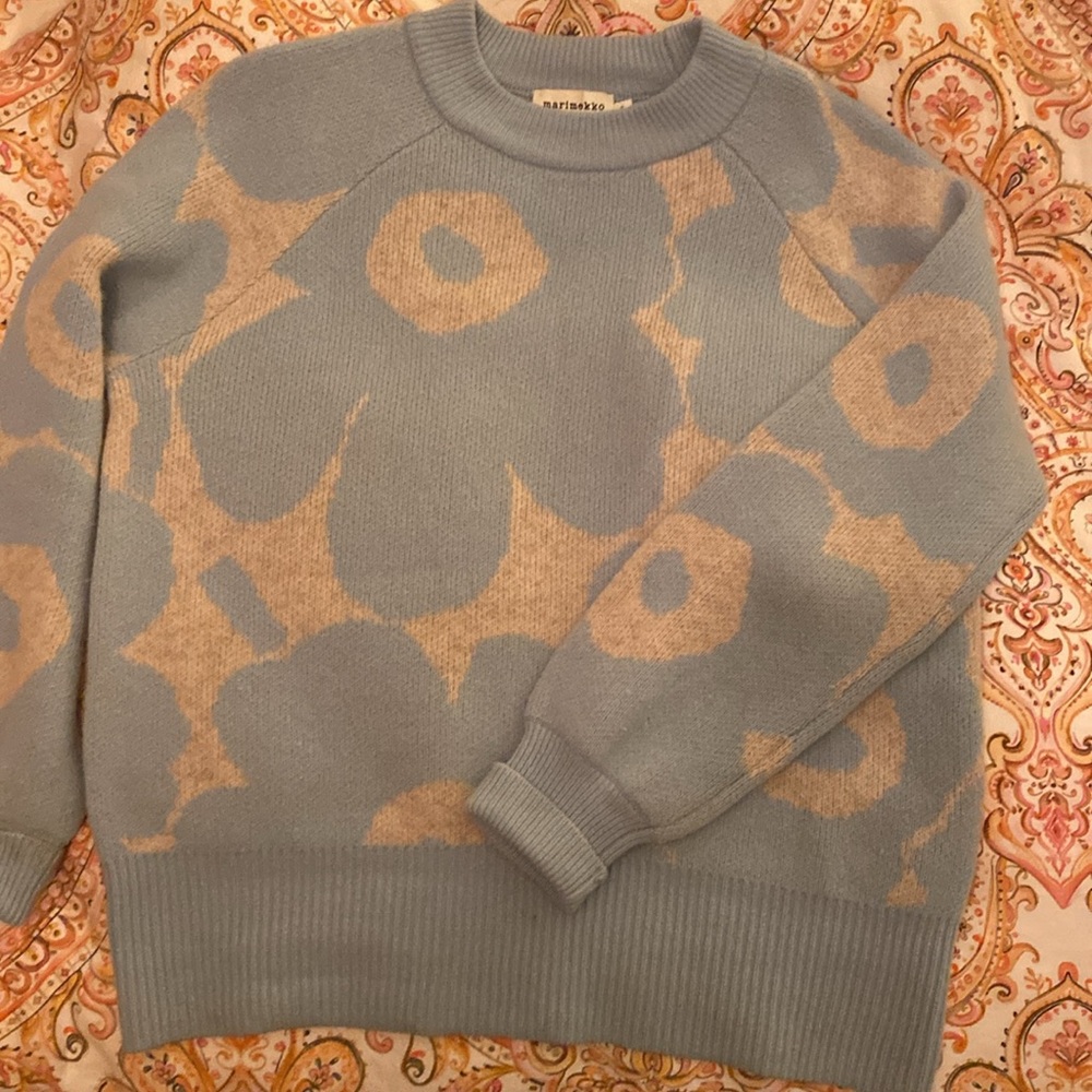 Marimekko Wool Sweater light blue/gray size M